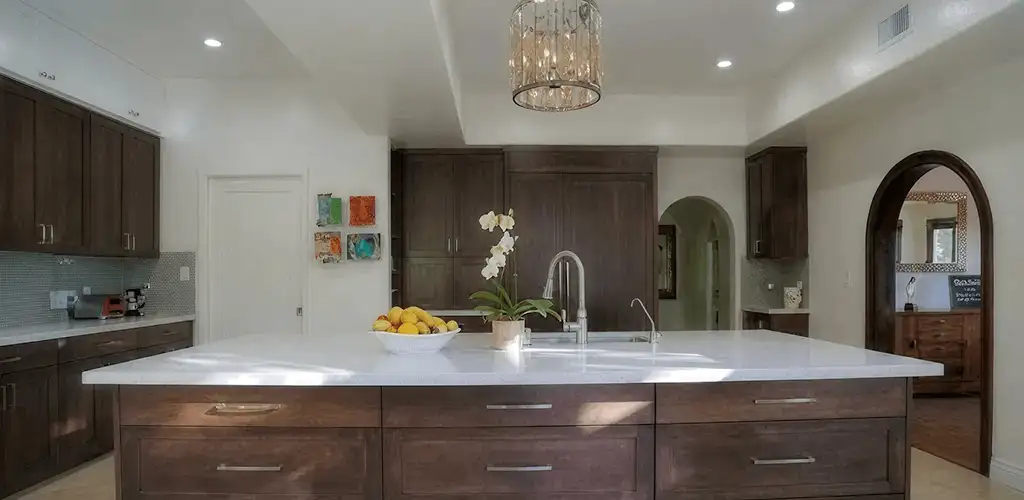 Cabinet refacing project with updated kitchen cabinets and island in Chattanooga, TN