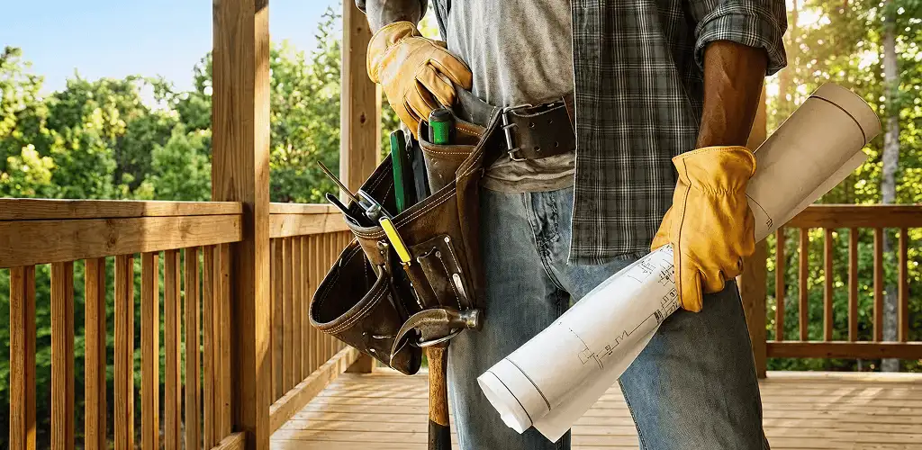 Professional handyman with tool belt ready for home repairs in Chattanooga, TN