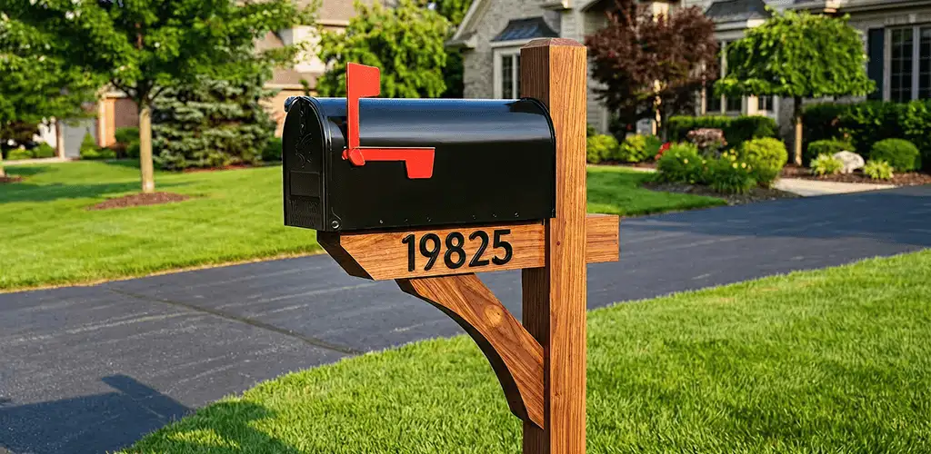 New mailbox installation with post and address number for a home in Chattanooga, TN
